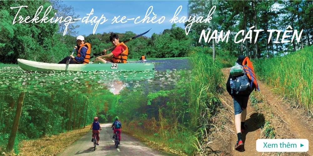 Tour 3 trong 1 trekking - đạp xe - chèo Kayak khám phá Nam Cát Tiên